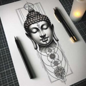 gentle – tattoo design ideas free ai generated – surrealism-unconscious-imagery – for-shoulder-blade – Gallery: other-religions-inkby-ai