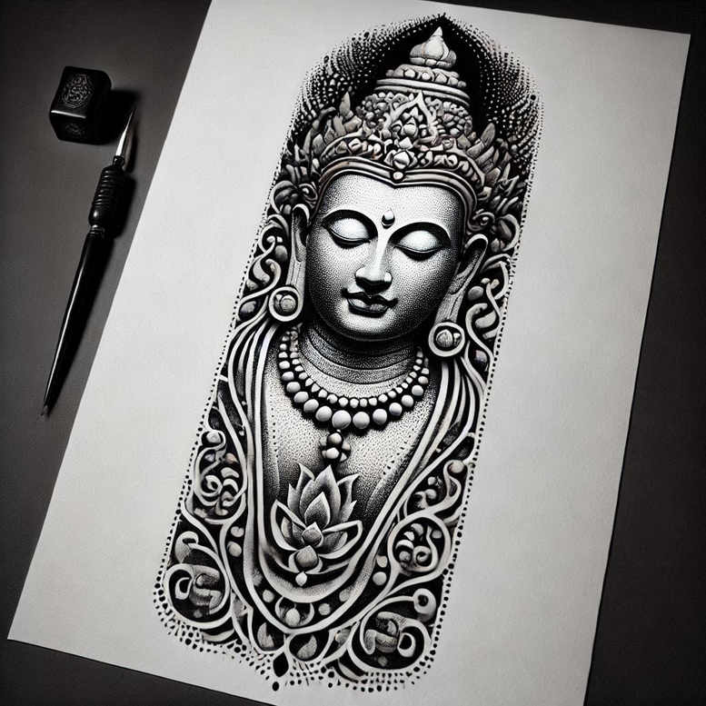 iconic – tattoo design ideas free ai generated – surrealism-juxtaposition – for-inner-arm – Gallery: other-religions-inkby-ai
