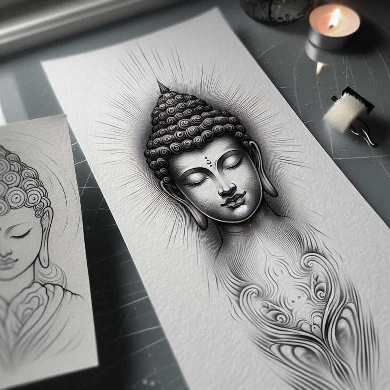 micro-art – tattoo design ideas free ai generated – neotraditional-bold-highlights – for-spine – Gallery: other-religions-inkby-ai
