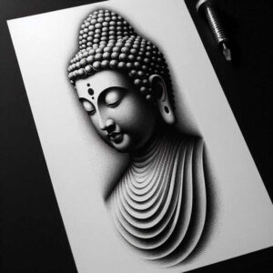 micro-design – tattoo design ideas free ai generated – realism-illustrative-style – for-shoulder-blade – Gallery: other-religions-inkby-ai