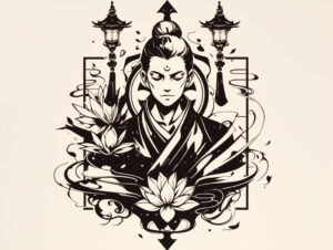 micro-line – tattoo design ideas free ai generated – surrealism-displaced-objects – for-upper-chest – Gallery: other-religions-inkby-ai