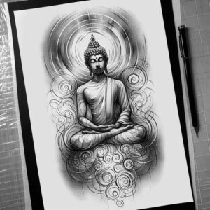 minimalist-script – tattoo design ideas free ai generated – neotraditional-classic-motifs – for-thigh – Gallery: other-religions-inkby-ai