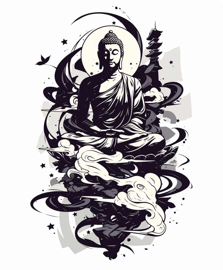 modest – tattoo design ideas free ai generated – realism-ink-layering – for-thigh – Gallery: other-religions-inkby-ai