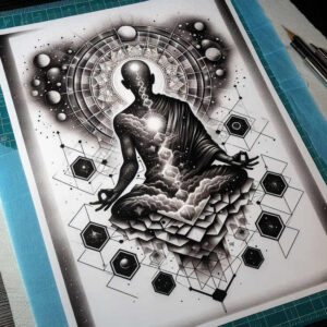 negative-space – tattoo design ideas free ai generated – neotraditional-artistic-contrast – for-scapula – Gallery: other-religions-inkby-ai
