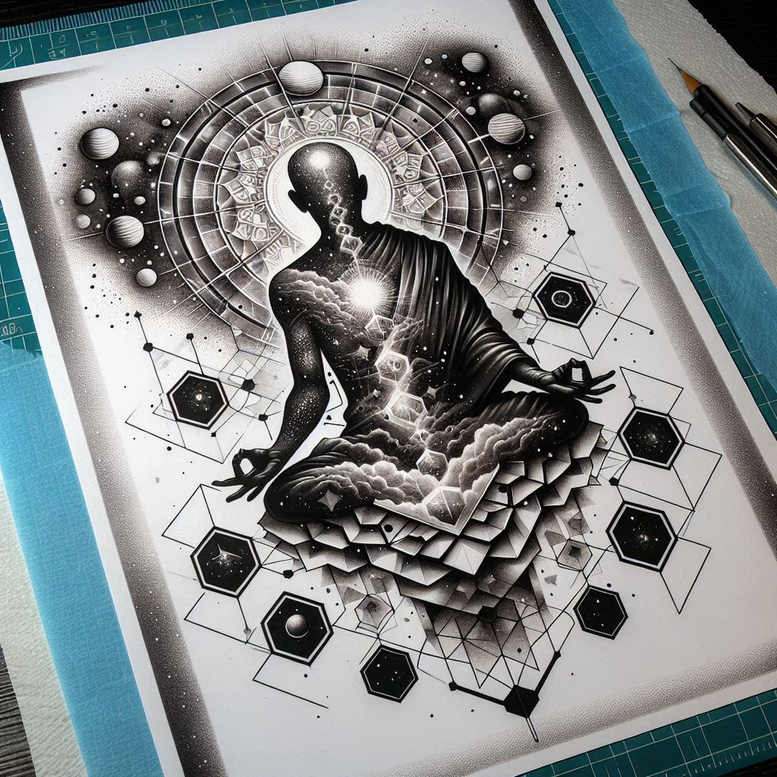negative-space – tattoo design ideas free ai generated – neotraditional-artistic-contrast – for-scapula – Gallery: other-religions-inkby-ai