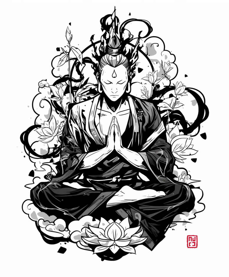 no-background – tattoo design ideas free ai generated – realism-tonal-depth – for-sternum – Gallery: other-religions-inkby-ai