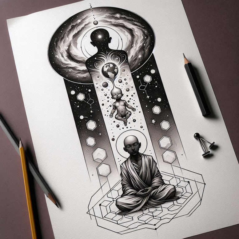 no-shading – tattoo design ideas free ai generated – surrealism-otherworldly – for-ankle – Gallery: other-religions-inkby-ai