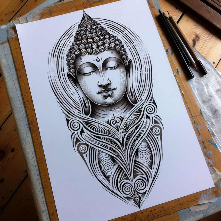 nonintrusive – tattoo design ideas free ai generated – surrealism-unreal – for-thigh – Gallery: other-religions-inkby-ai