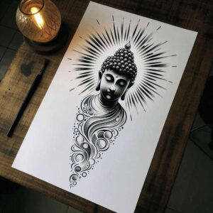 outline-only – tattoo design ideas free ai generated – neotraditional-textured-fills – for-elbow – Gallery: other-religions-inkby-ai