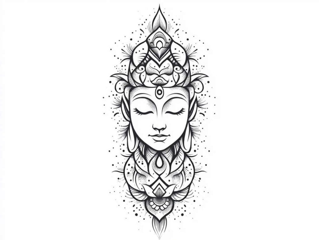 pinprick – tattoo design ideas free ai generated – neotraditional-contoured-forms – for-ribs – Gallery: other-religions-inkby-ai
