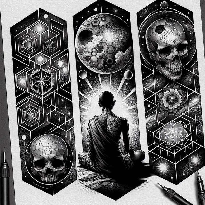 plain-tattoo – tattoo design ideas free ai generated – neotraditional-bold-highlights – for-full-back – Gallery: other-religions-inkby-ai