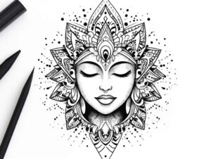 plain-tattoo – tattoo design ideas free ai generated – neotraditional-subtle-tone – for-behind-ear – Gallery: other-religions-inkby-ai
