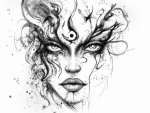 point-minimal – tattoo design ideas free ai generated – realism-highlighted-contrast – for-side-torso – Gallery: other-religions-inkby-ai