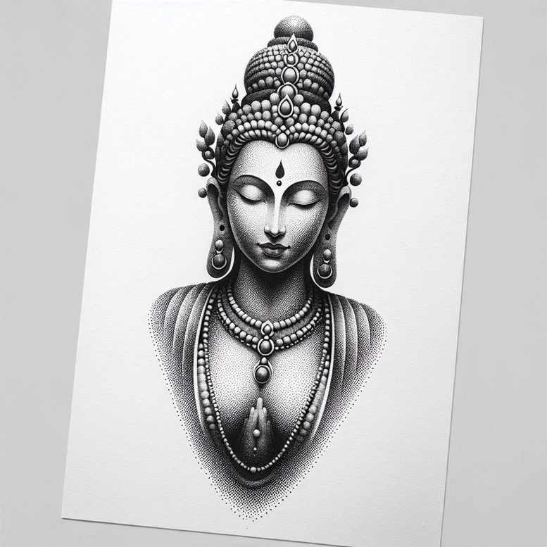 pristine – tattoo design ideas free ai generated – realism-digital-realism – for-back-of-neck – Gallery: other-religions-inkby-ai