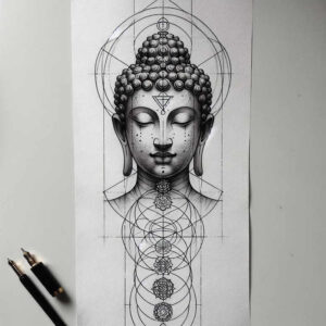pure-outline – tattoo design ideas free ai generated – neotraditional-artistic-contrast – for-upper-back – Gallery: other-religions-inkby-ai