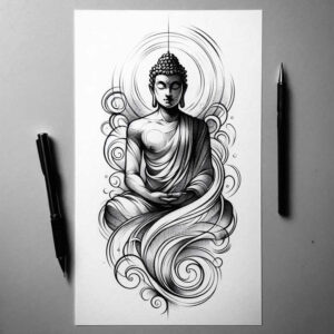 pure-shape – tattoo design ideas free ai generated – surrealism-spectral-hues – for-side-torso – Gallery: other-religions-inkby-ai