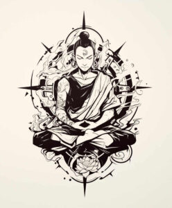 quiet – tattoo design ideas free ai generated – neotraditional-soft-blending – for-wrist – Gallery: other-religions-inkby-ai