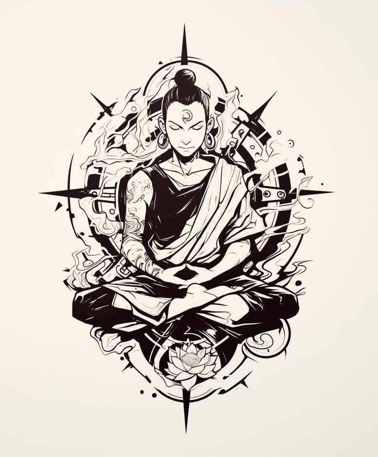quiet – tattoo design ideas free ai generated – neotraditional-soft-blending – for-wrist – Gallery: other-religions-inkby-ai