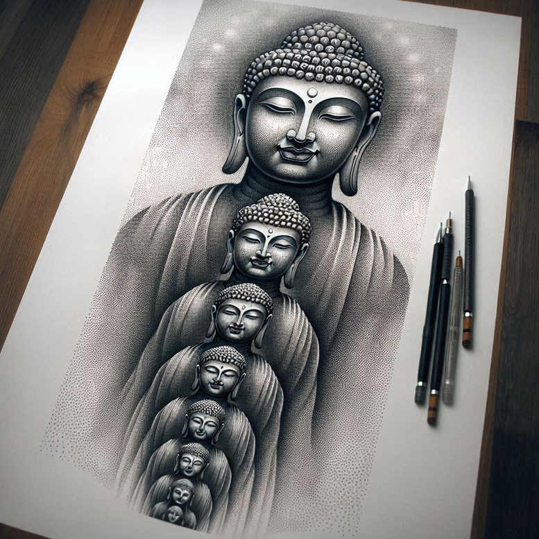 quiet – tattoo design ideas free ai generated – realism-fine-lines – for-biceps – Gallery: other-religions-inkby-ai
