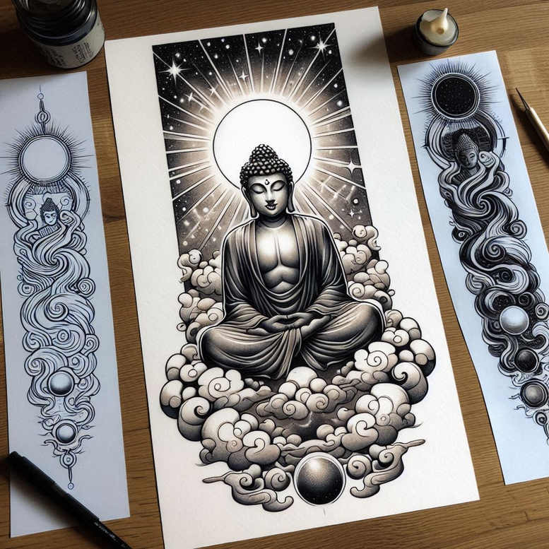 refined-ink – tattoo design ideas free ai generated – neotraditional-bold-texture – for-hand – Gallery: other-religions-inkby-ai
