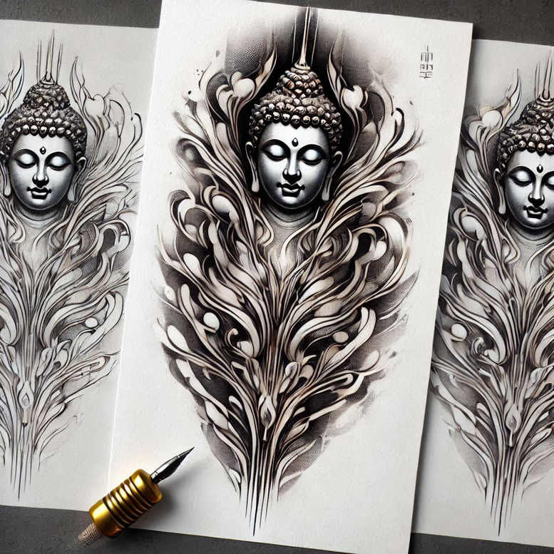 refined – tattoo design ideas free ai generated – neotraditional-solid-fill – for-abdomen – Gallery: other-religions-inkby-ai