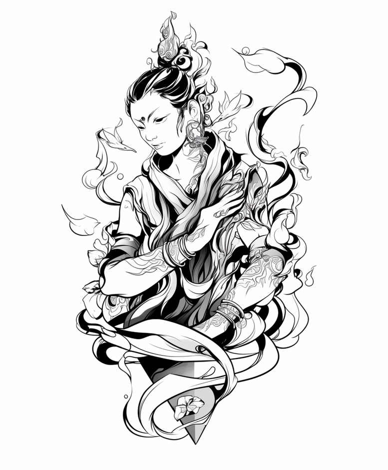 refined – tattoo design ideas free ai generated – realism-photographic-quality – for-sternum – Gallery: other-religions-inkby-ai