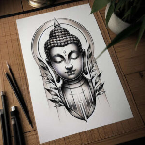 short-stroke – tattoo design ideas free ai generated – realism-gradient-tones – for-outer-arm – Gallery: other-religions-inkby-ai