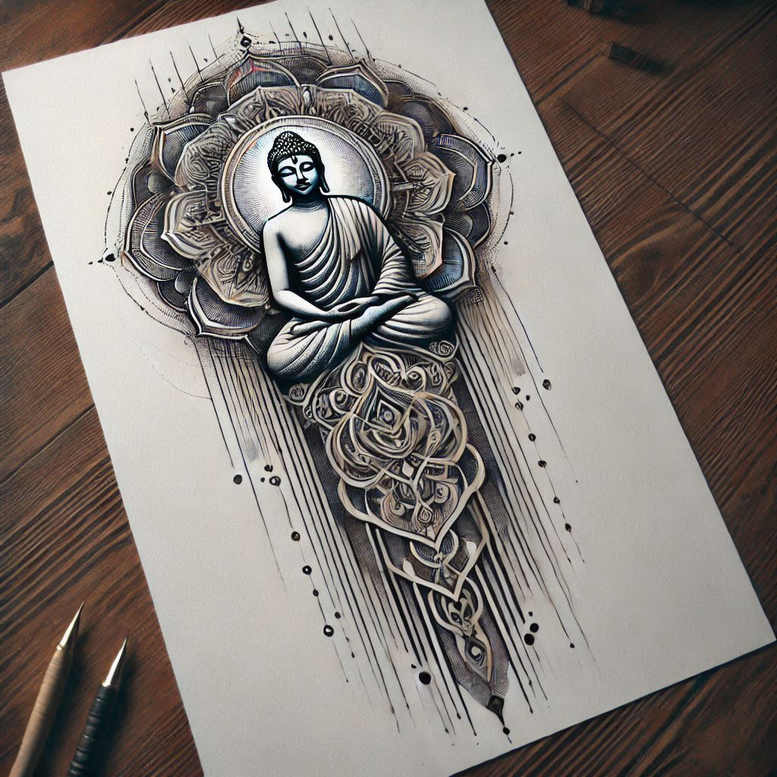 simple-dot – tattoo design ideas free ai generated – neotraditional-gradient-fills – for-spine – Gallery: other-religions-inkby-ai