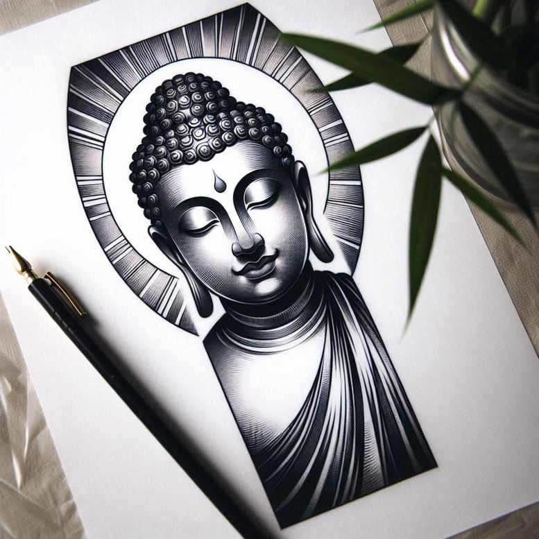simple-form – tattoo design ideas free ai generated – neotraditional-subtle-tone – for-heel – Gallery: other-religions-inkby-ai