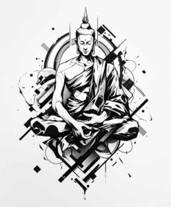 simple-form – tattoo design ideas free ai generated – surrealism-floating-elements – for-lower-leg – Gallery: other-religions-inkby-ai