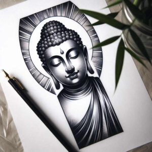 single-color – tattoo design ideas free ai generated – realism-true-rendering – for-biceps – Gallery: other-religions-inkby-ai