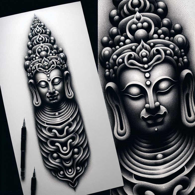 single-dot – tattoo design ideas free ai generated – neotraditional-clean-fill – for-hand – Gallery: other-religions-inkby-ai