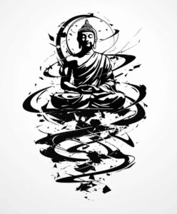 single-line – tattoo design ideas free ai generated – surrealism-dynamic-shapes – for-stomach – Gallery: other-religions-inkby-ai