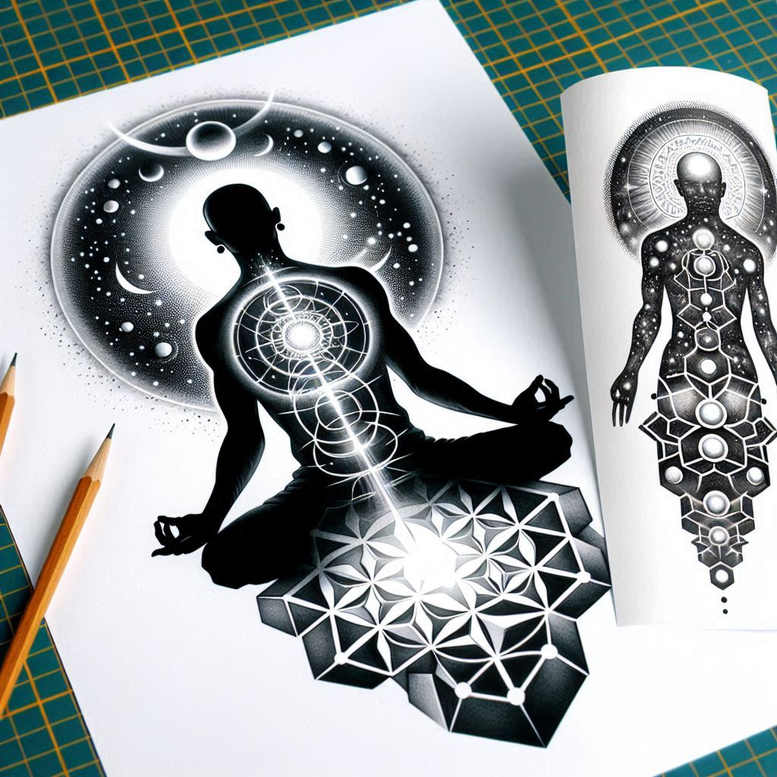 single-line – tattoo design ideas free ai generated – surrealism-shadow-play – for-ankle – Gallery: other-religions-inkby-ai