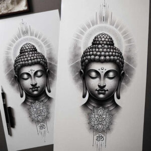 soft-curve – tattoo design ideas free ai generated – realism-detailed-rendering – for-shoulder-blade – Gallery: other-religions-inkby-ai