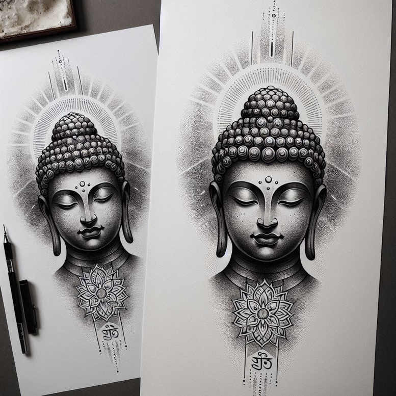 soft-curve – tattoo design ideas free ai generated – realism-detailed-rendering – for-shoulder-blade – Gallery: other-religions-inkby-ai