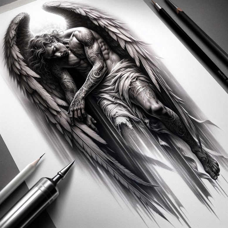 soft-touch – tattoo design ideas free ai generated – realism-depth-illusion – for-lower-leg – Gallery: other-religions-inkby-ai
