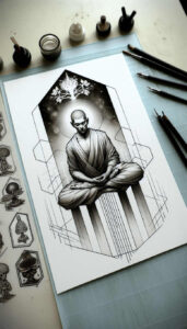 soft-touch – tattoo design ideas free ai generated – surrealism-juxtaposition – for-temple – Gallery: other-religions-inkby-ai