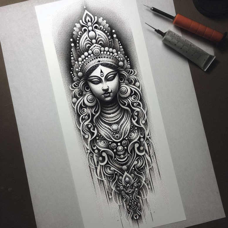 sparse – tattoo design ideas free ai generated – realism-balanced-light – for-behind-ear – Gallery: other-religions-inkby-ai