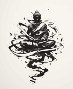 sparse – tattoo design ideas free ai generated – realism-micro-detail – for-upper-back – Gallery: other-religions-inkby-ai