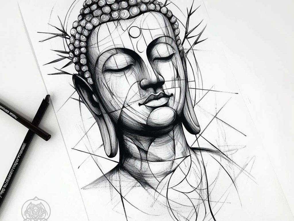 sparse – tattoo design ideas free ai generated – surrealism-symbolic-motifs – for-upper-chest – Gallery: other-religions-inkby-ai