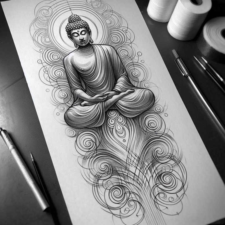 subtle – tattoo design ideas free ai generated – surrealism-disorienting – for-chest – Gallery: other-religions-inkby-ai