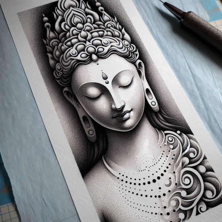 other-religions tattoo design ideas contoured forms ritualistic for thigh