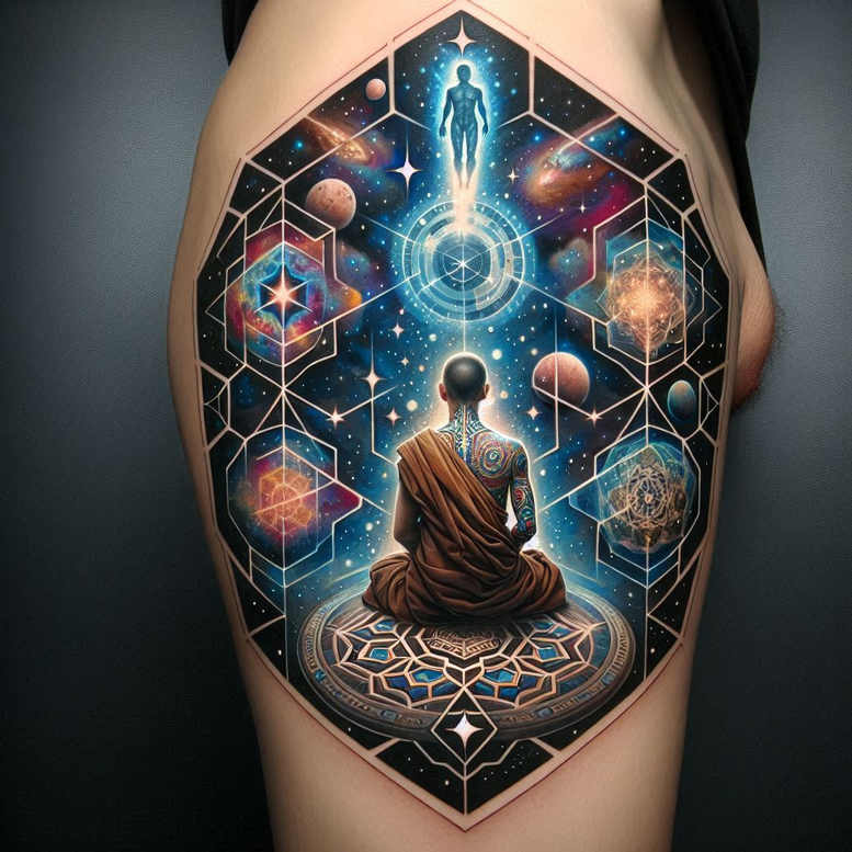 other-religions tattoo design ideas Neotraditional vivid color spirituality embodying determination