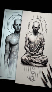 other-religions tattoo design ideas Surrealism chromatic flux symbols for lower back
