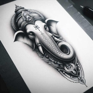 other-religions tattoo design ideas Surrealism fluid forms traditions for back of neck