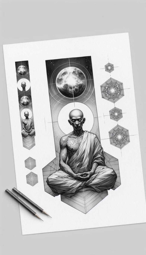 tiny-motif – tattoo design ideas free ai generated – neotraditional-classic-motifs – for-chest – Gallery: other-religions-inkby-ai