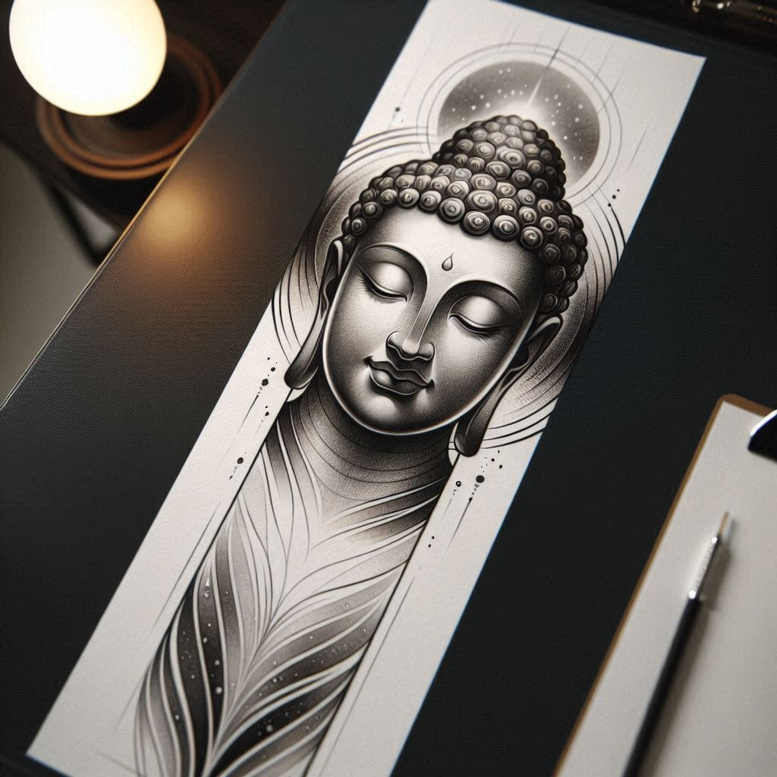 tiny-motif – tattoo design ideas free ai generated – neotraditional-refined-lines – for-back-of-neck – Gallery: other-religions-inkby-ai