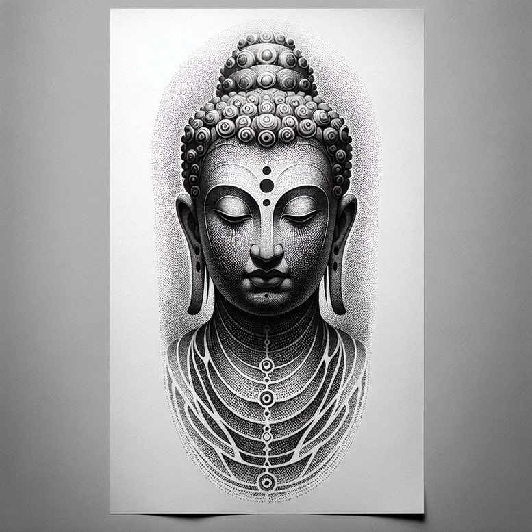 unadorned – tattoo design ideas free ai generated – neotraditional-bold-color-blocks – for-behind-ear – Gallery: other-religions-inkby-ai