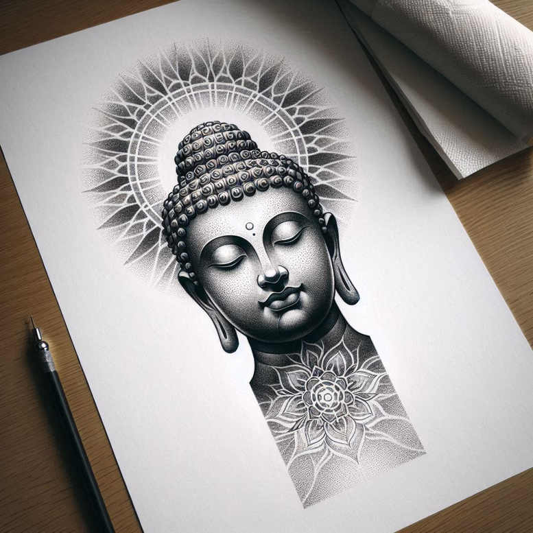 unadorned – tattoo design ideas free ai generated – neotraditional-refined-detail – for-abdomen – Gallery: other-religions-inkby-ai